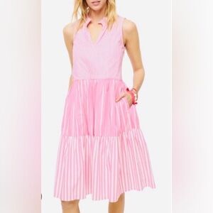 J. Crew Pink and White Striped sleeveless Dress